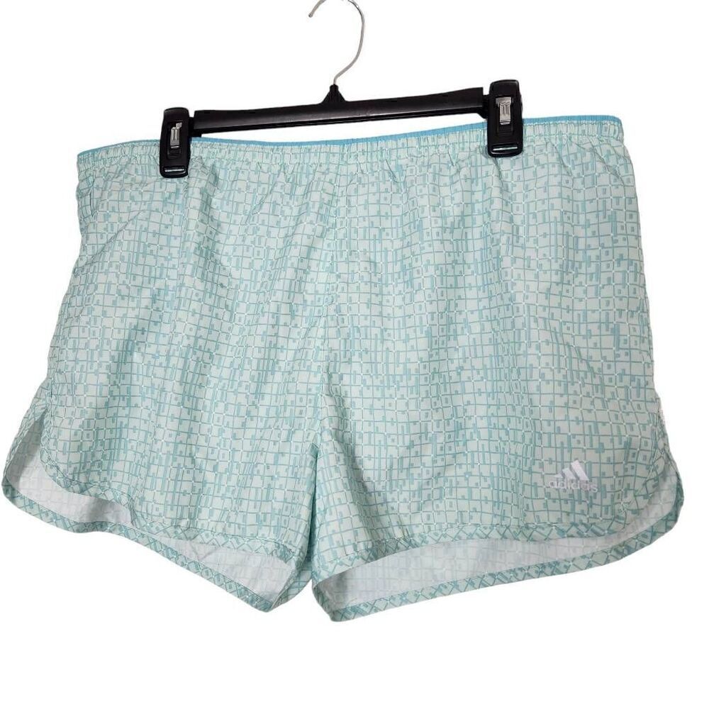 Adidas climalite running athletic shorts aqua white Size Large